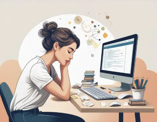 Adult with ADHD slumped at a desk surrounded by unfinished tasks, representing the cognitive and emotional exhaustion of ADHD burnout