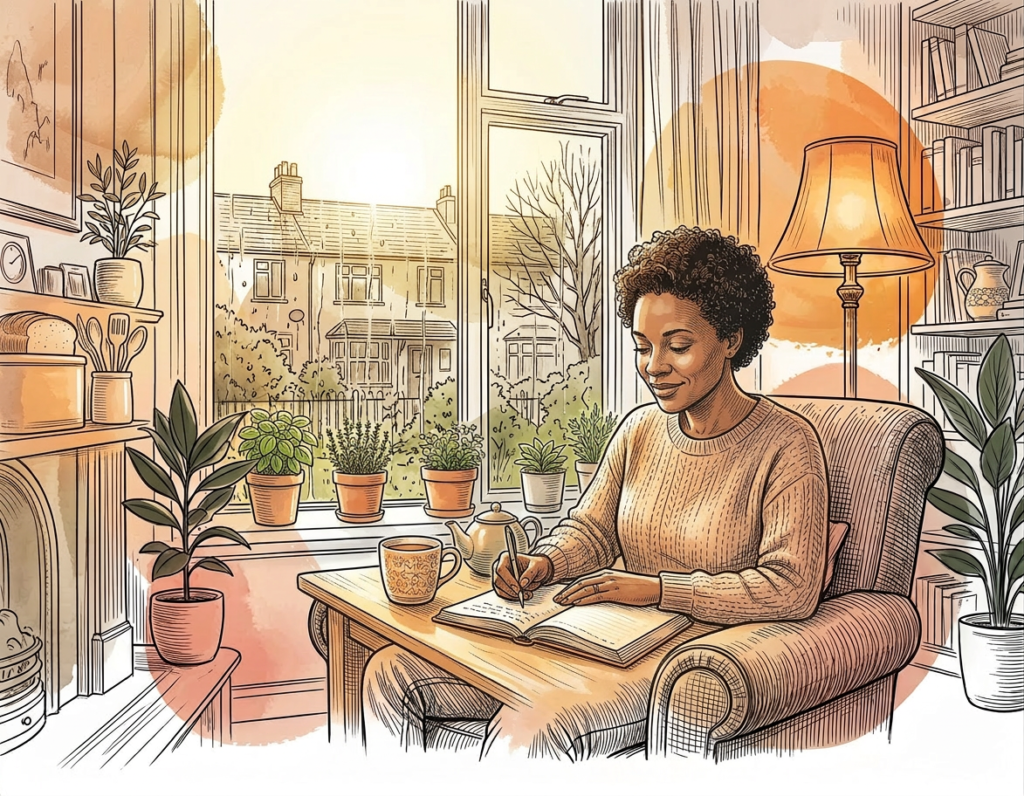 Adult with ADHD sitting by a rainy window experiencing low mood linked to ADHD and depression