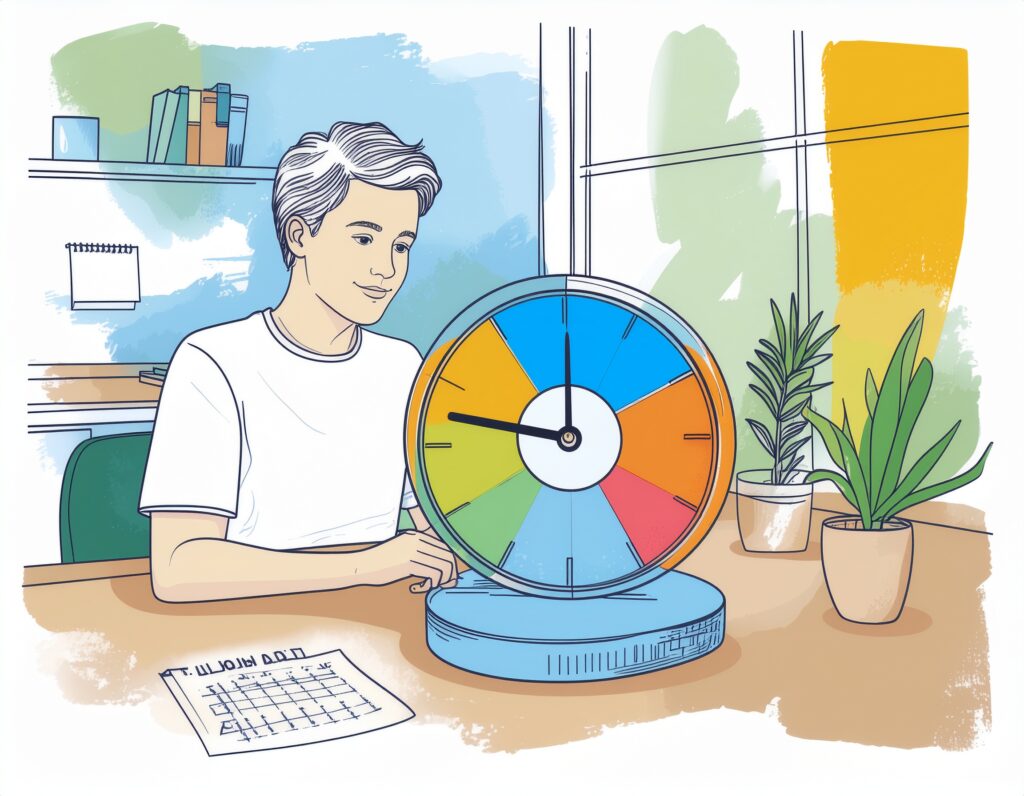 An adult with ADHD using a visual timer and a simple to-do list to start a task